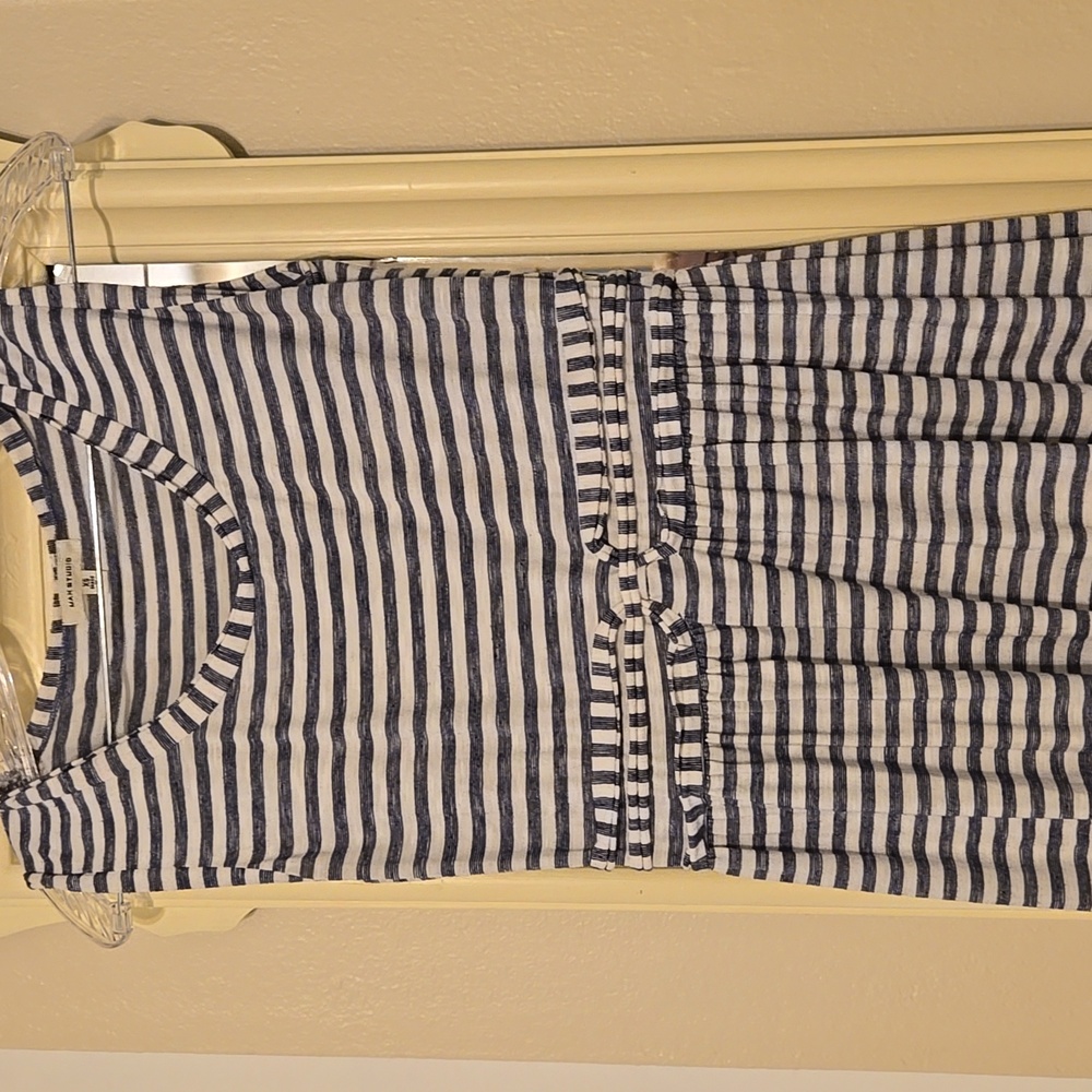 Max Studio Navy and White Striped Dress